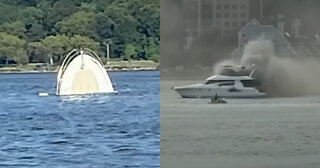 Citizen Rescues Group from Fiery Yacht Before It Sinks
