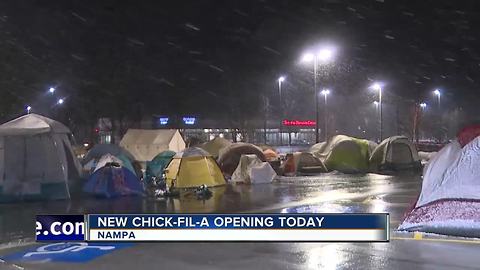 People camped out in the snow at Chick-Fil-A