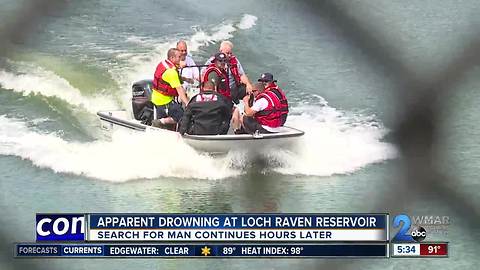 Hunt for man's body in Loch Raven Reservoir