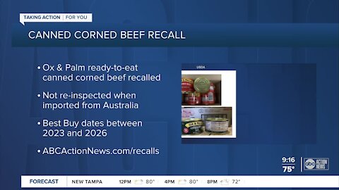 Canned corned beef products recalled for not being re-inspected