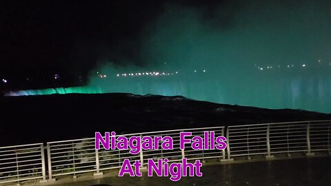 Niagara Falls At Night With Colored Spotlights