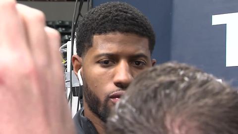 Paul George speaks at Bankers Life Fieldhouse for first time since OKC trade