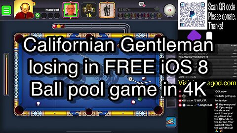 Californian Gentleman losing in FREE iOS 8 Ball pool game in 4K 🎱🎱🎱 8 Ball Pool 🎱🎱🎱