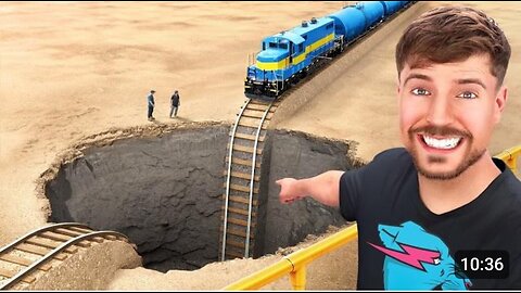 Train vs giant pit