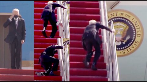 Joe Biden stumbles upon a staircase