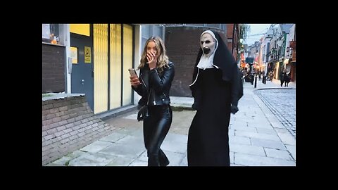 She has no idea what's behind her craziest reaction the nun prank