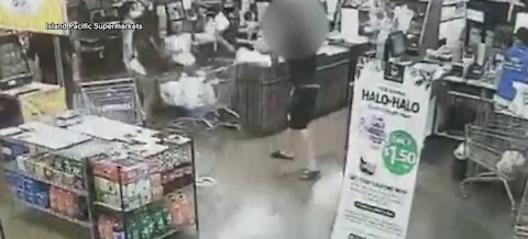Man caught on camera assaulting Island Pacific Supermarket employees