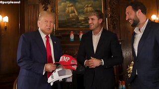 President Donald J. Trump gives Logan Paul his mugshot T-shirt.