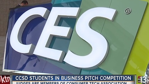CCSD students presenting business pitches at CES