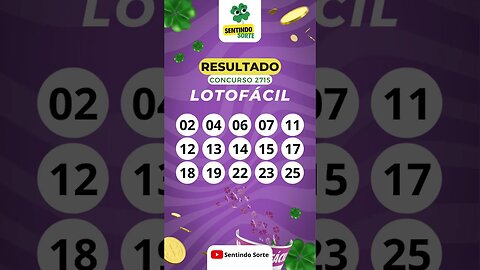 🍀 Resultado LOTOFACIL 2715 | Sentindo Sorte #shorts