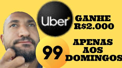 GANHE R$2.000,00 TRABALHANDO APENAS AOS DOMINGOS COM A UBER E 99 || MOSTREI MEUS GANHOS