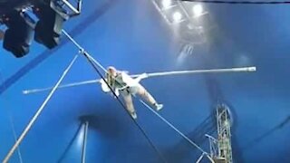 Horrendous fall tightrope walker in circus