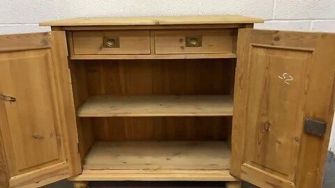 Small Antique Pine Cupboard With 2 Drawers And A Shelf Inside (X2502C) @PinefindersCoUk