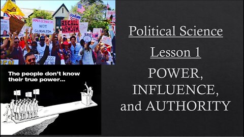 Political Science 101 (Lesson 1) - - Power, Influence, and Authority