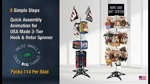 Adjustable 3 Tier Floor Spinner Display Made in USA