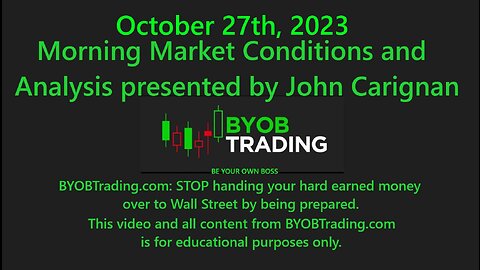 October 27th, 2023 BYOB Morning Market Conditions & Analysis. For educational purposes only.