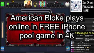 American Bloke plays online in FREE iPhone pool game in 4K 🎱🎱🎱 8 Ball Pool 🎱🎱🎱