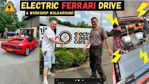 An electric Ferrari Testarossa Surprise Drive at Electric Classic Cars! #Teslaswap #electricferrari