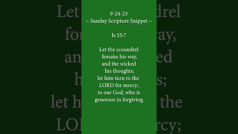 9-24-23 | Sunday Scripture Snippet | Turn to the LORD for Mercy (Is 55:7-9)