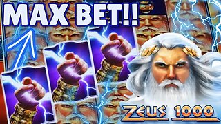 MAX BETS ONLY on ZEUS 1000 Slot Machine! What Will The Bonus PAY?!? High Limit Slot Play