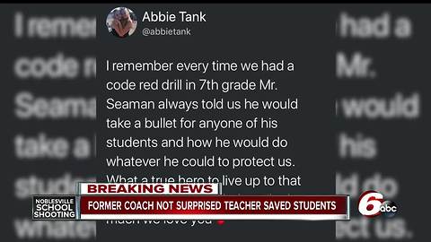 The teacher who is being hailed as a hero in Friday's school shooting was a defensive lineman for Southern Illinois University