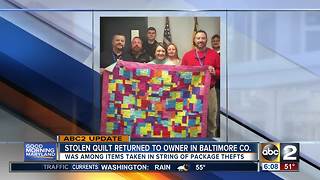 POLICE: Stolen quilt returned to owner