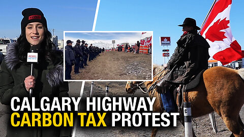 Albertans block lane on Trans-Canada Highway in protest of new carbon tax hike