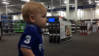 Emotional Toddler Finds Love While Browsing For TVs