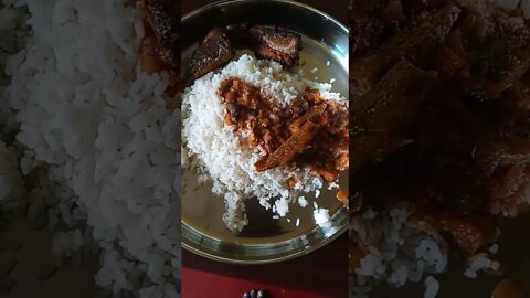 Rice with fried fish and ladies fingers curry 🤗