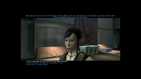 SWKOTOR – Lady rushes to the rescue – Taris Upper City South Cantina