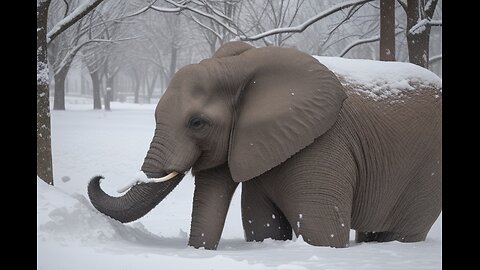 "Playful Elephant's Snowball Surprise"See how this playful elephant plays in the snow#animal#fun
