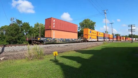 Three Norfolk Southern Locos Pulling A Intermodal Through Bucyrus Ohio Good Train Horn #train #asmr