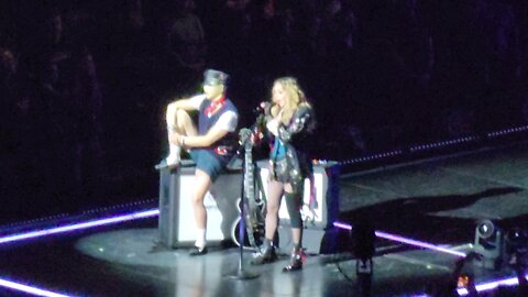 Madonna chatting to the crowd 2-13-2024 St Paul