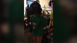 A Young Girl Freaks On VR Game