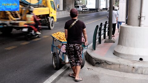 Push Cart Vendor Bangkok Thailand Low Income Third World