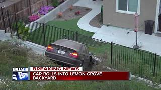 Car rolls down hill, into fence of Lemon Grove home