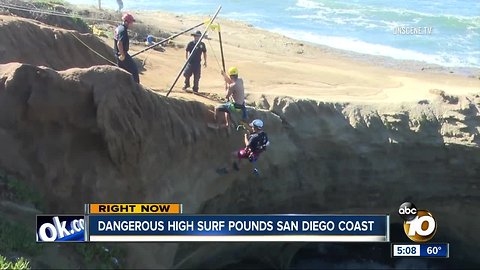 San Diego Seals players rescued from high surf after jumping off Sunset Cliffs