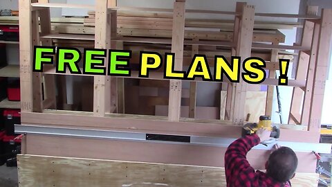 DIY rolling scrap lumber cart with plywood panel saw cutter, free plans. Great for woodworking