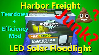 Harbor Freight Solar Floodlight - Unboxing and Teardown with Efficiency (Battery Life) Mod