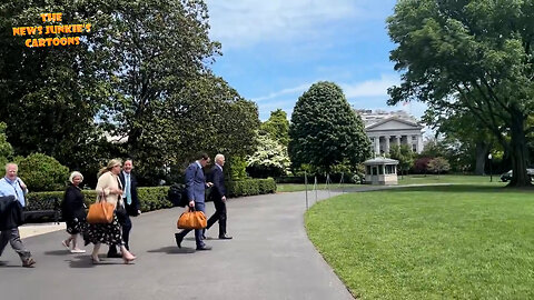 Biden's handlers make a shield by walking between him and the press as he shuffles off to Delaware for a closed-door campaign event — the entirety of Biden's schedule today.