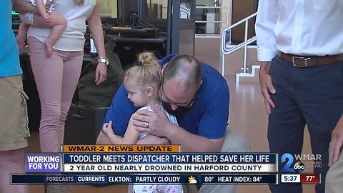 Toddler meets dispatcher that helped save her life