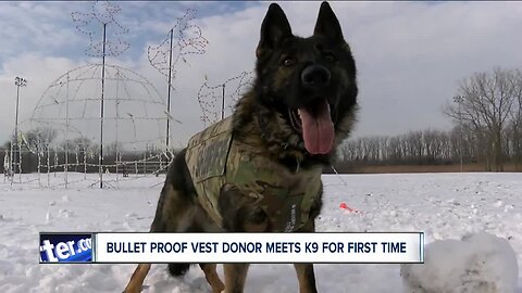 Bulletproof vest donor meets K9 who received vest