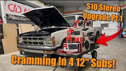 Cramming Four 12" Subwoofers & A Custom Box In The Back Of The Chevy S10 Restomod!