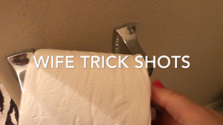 Messy husband fuels wife to make hilarious "trick shot" video