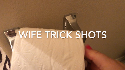 Messy husband fuels wife to make hilarious "trick shot" video