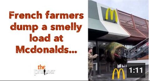 French farmers dump a smelly load at Mcdonalds...