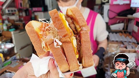 Smashed Apple Burger On Toast | Korean Street Food | Grumpy Ajummas