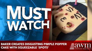 Baker creates disgusting pimple popper cake with squeezable 'spots'