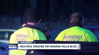 Two crashes within feet of each other on Niagara Falls Boulevard; one pedestrian struck