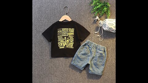 Summer Baby boys Clothes suits Cotton Children girls Tshirt +Denim Shorts sets fashion